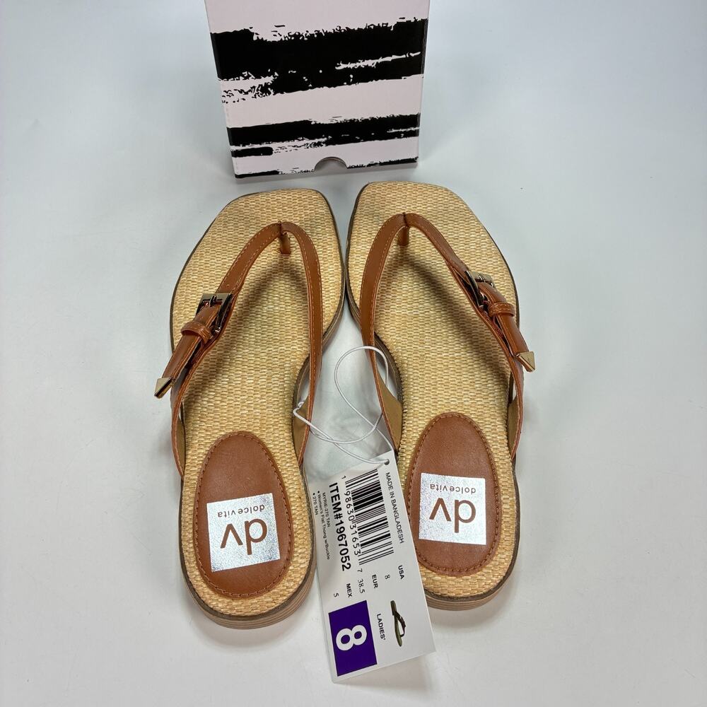 DV by Dolce Vita Tan Lightweight Casual Buckle Flat Thong Sandal Women's Size 8 - Picture 5 of 7
